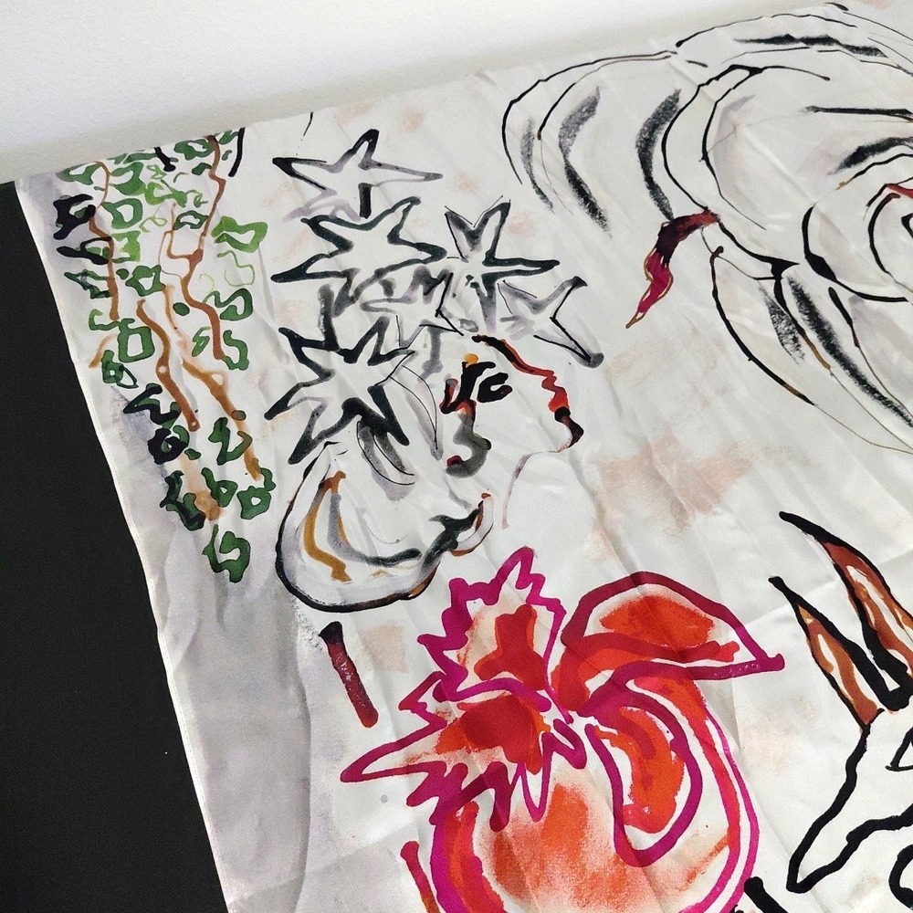 2019 Talbot Breast Cancer Gladys Perint Palmer Silk Scarf RARE Silk Modern Art - Picture 4 of 10